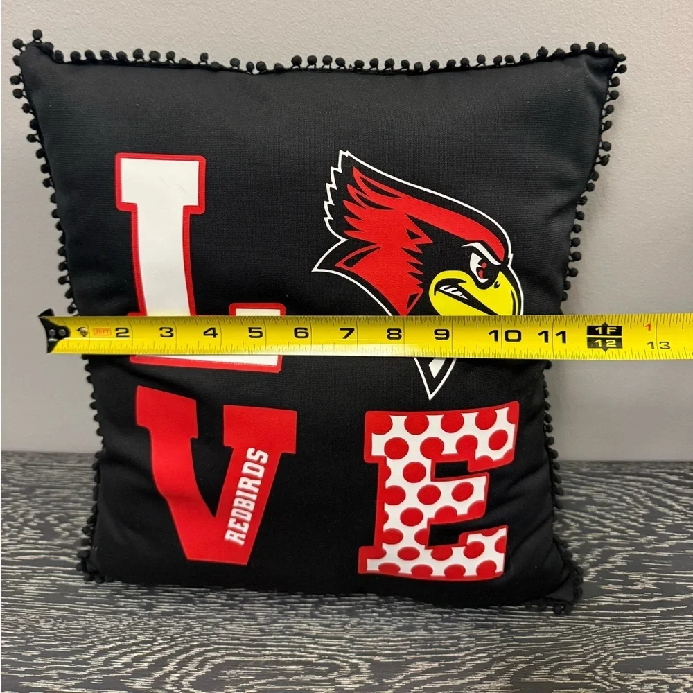 Illinois State Redbirds LOVE Square Decorative Throw Pillow Black Red
